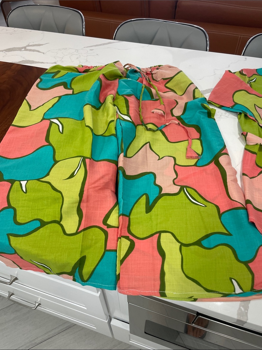 Women's Multicolor Abstract Print Pants & Top Set - Picture 5 of 7